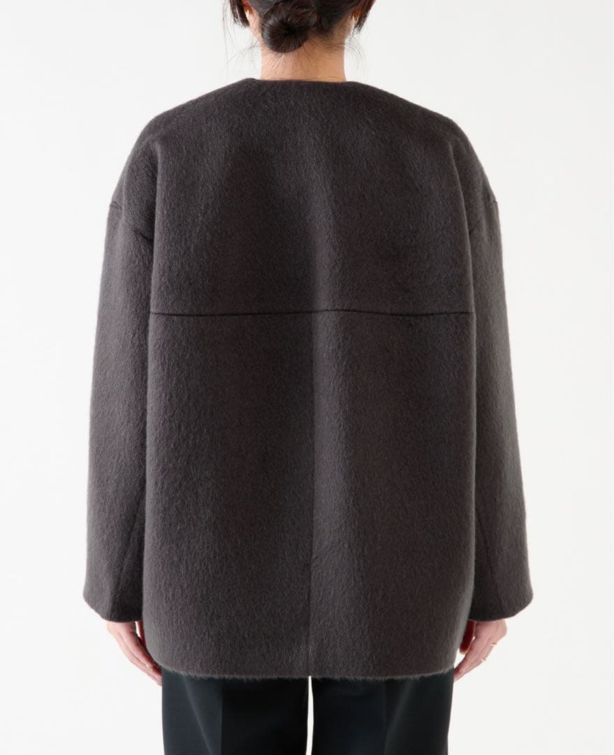 新品未使用　マルティニーク　定番　ノーカラーコート シャギー　グレー