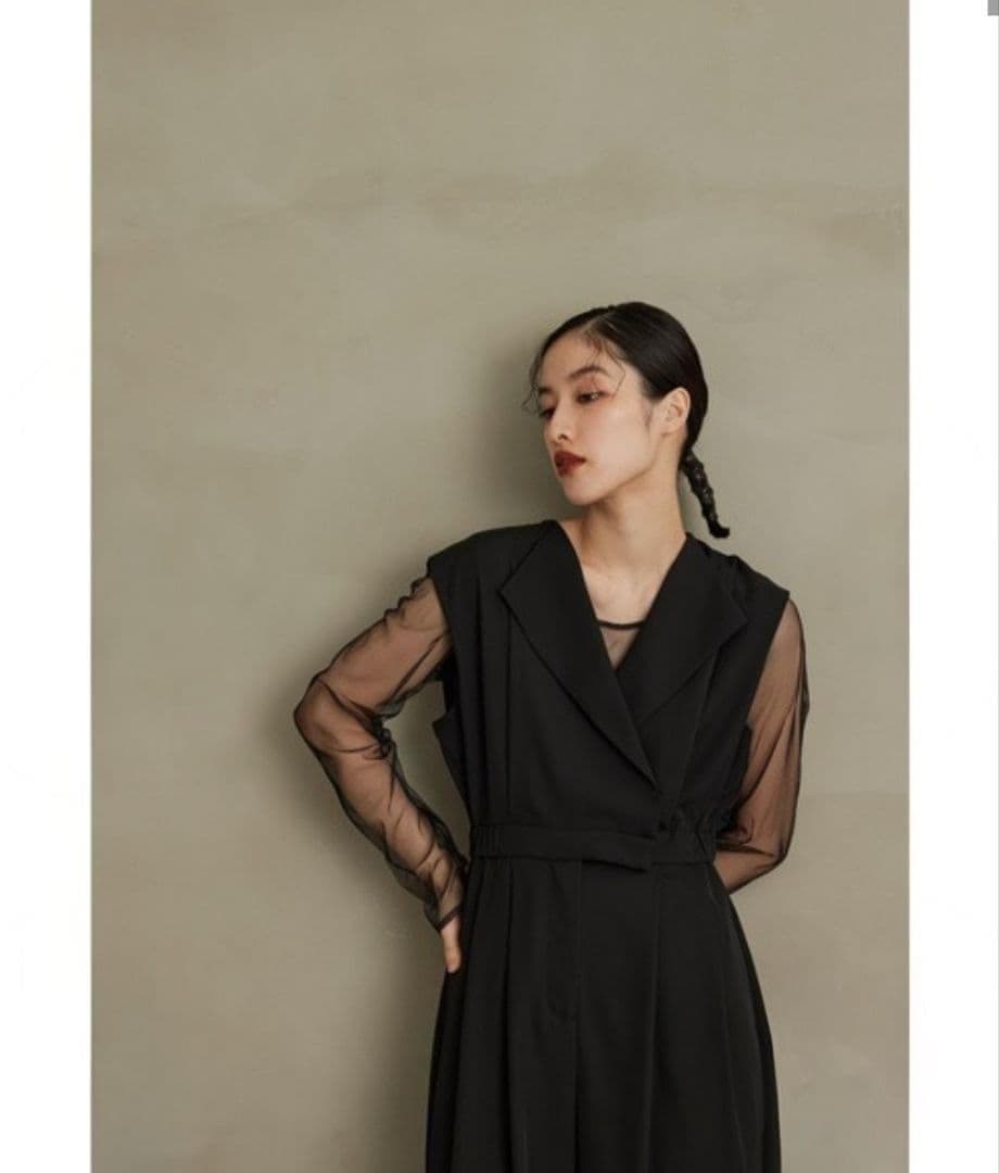 美品 niana ニアナ スタンドアウトカラーオールインパンツ パンツドレスL