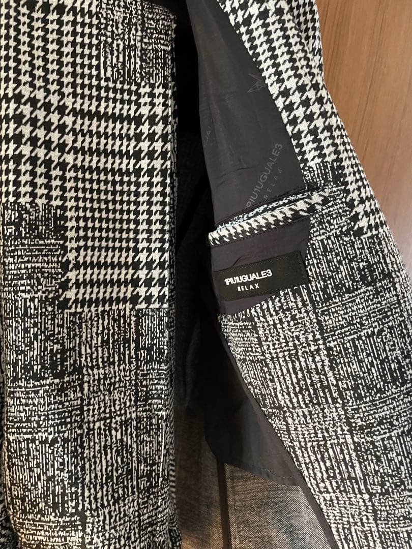 1PIU1UGUALE3 RELAXハウンドトゥースジャガードジャケット＋パンツ