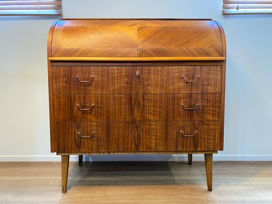 ヴィンテージ 北欧 ロールトップ ライティングビューロー チェスト 仕上済