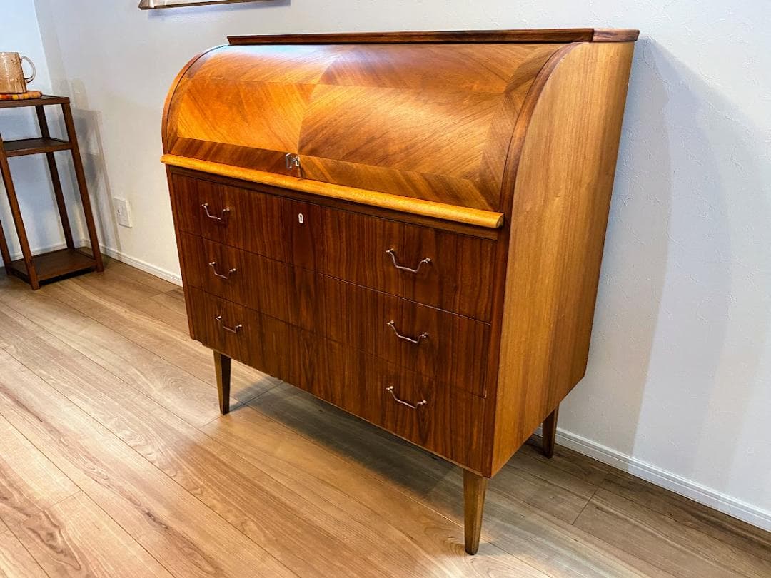 ヴィンテージ 北欧 ロールトップ ライティングビューロー チェスト 仕上済