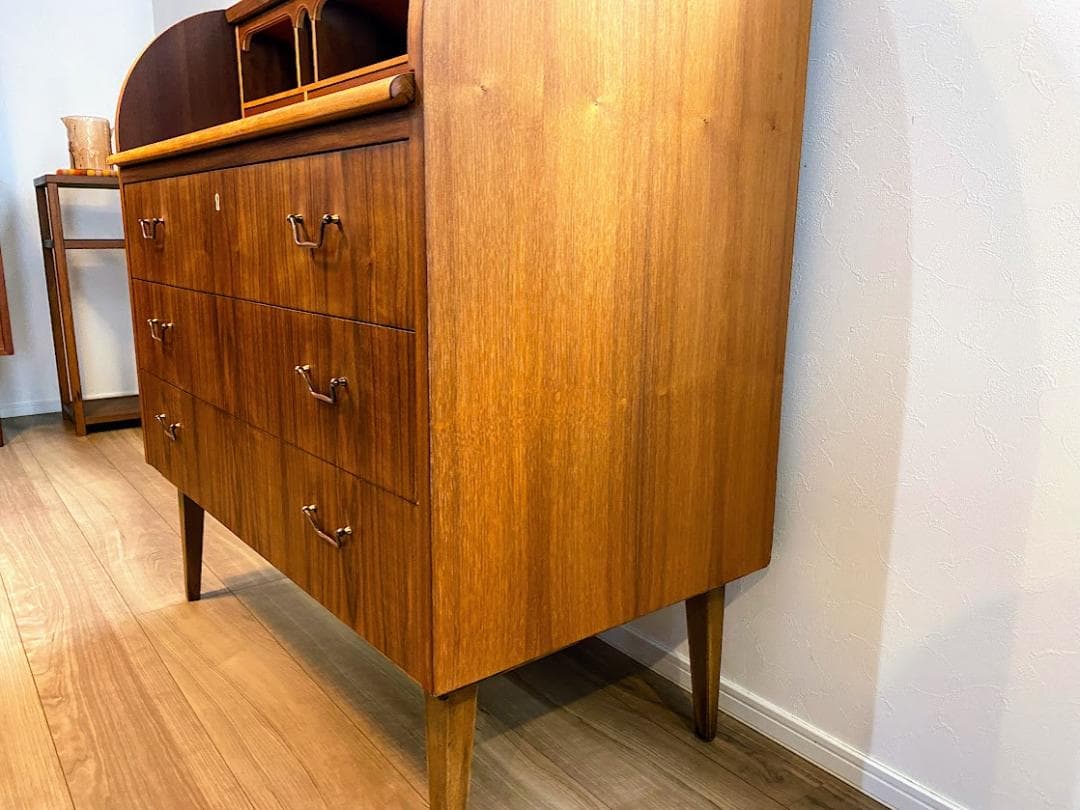 ヴィンテージ 北欧 ロールトップ ライティングビューロー チェスト 仕上済