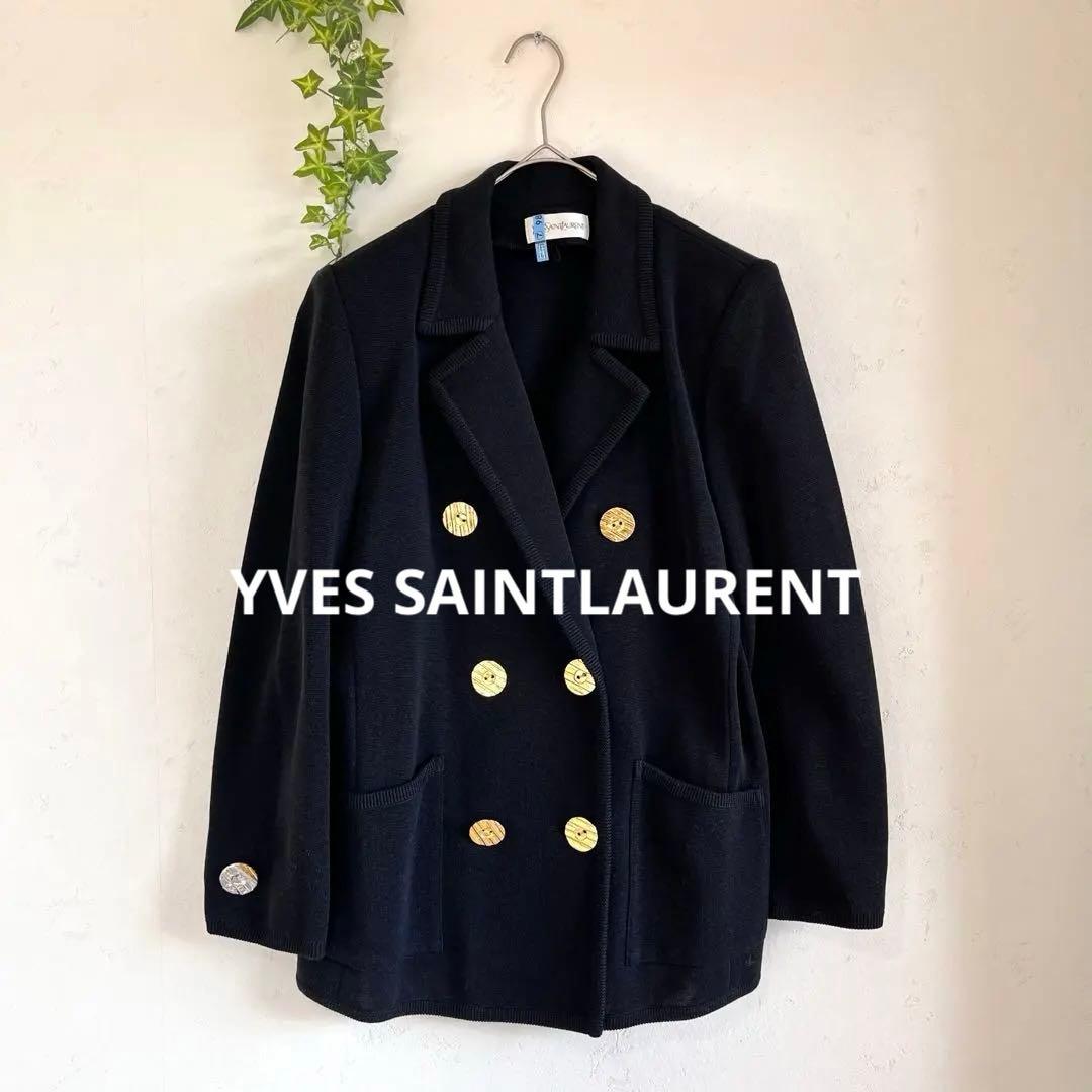 YVES SAINTLAURENT イヴサンローラン極美品　ニット紺ブレ金ボタン