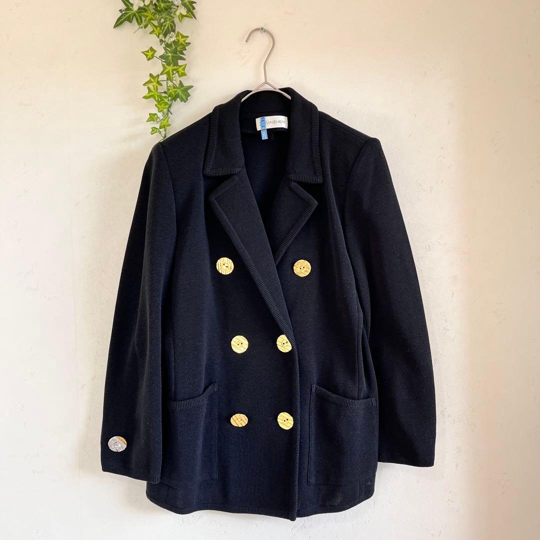 YVES SAINTLAURENT イヴサンローラン極美品　ニット紺ブレ金ボタン