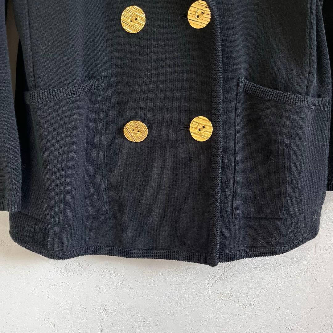 YVES SAINTLAURENT イヴサンローラン極美品　ニット紺ブレ金ボタン