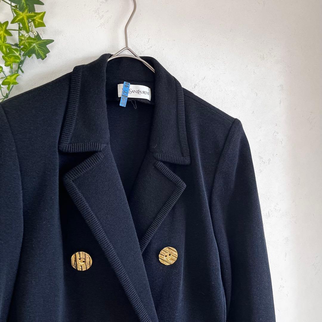 YVES SAINTLAURENT イヴサンローラン極美品　ニット紺ブレ金ボタン