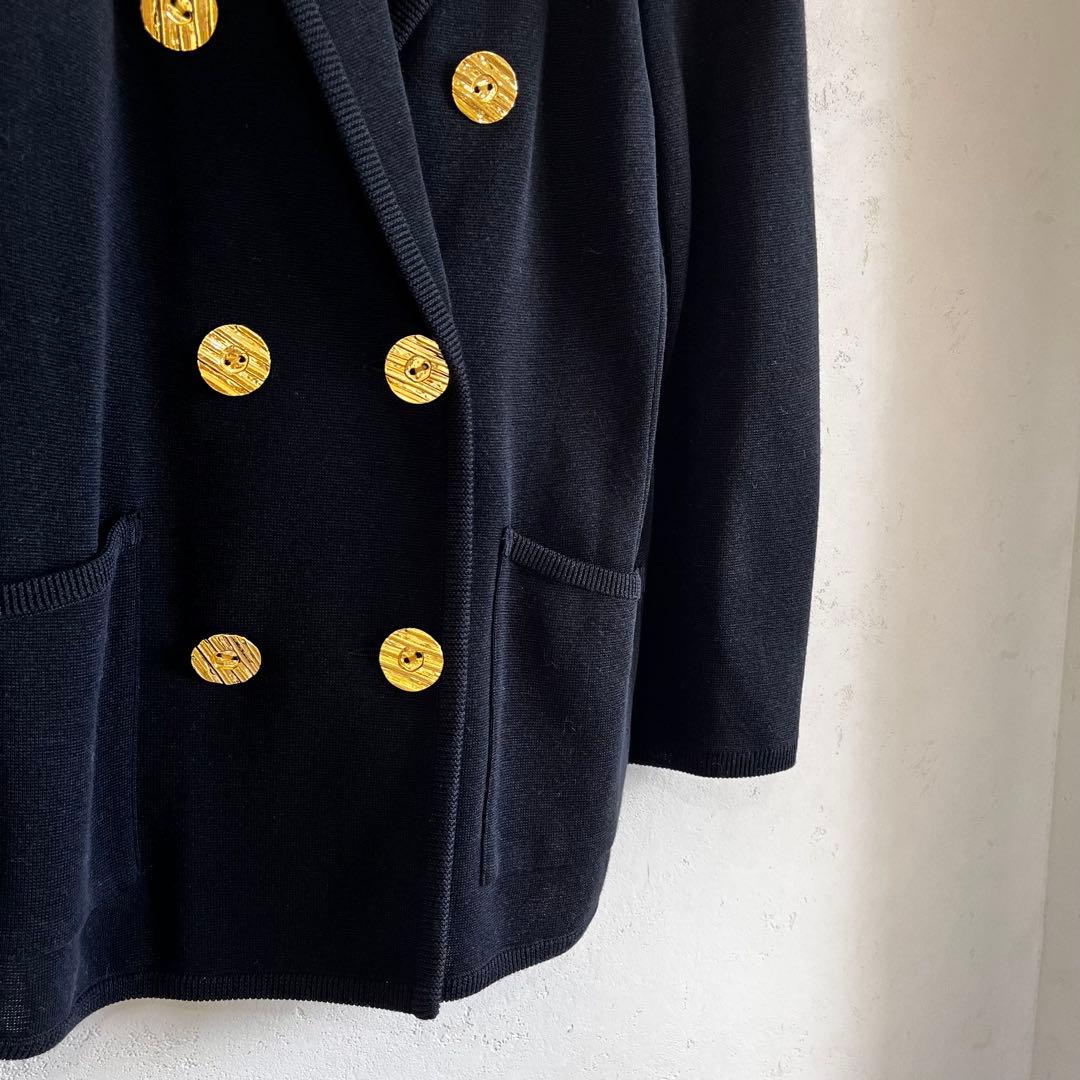 YVES SAINTLAURENT イヴサンローラン極美品　ニット紺ブレ金ボタン