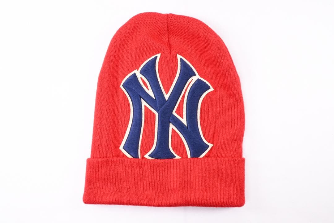 グッチ ×MLB ニューヨークヤンキース ビーニー ニットキャップ 帽子 レッド