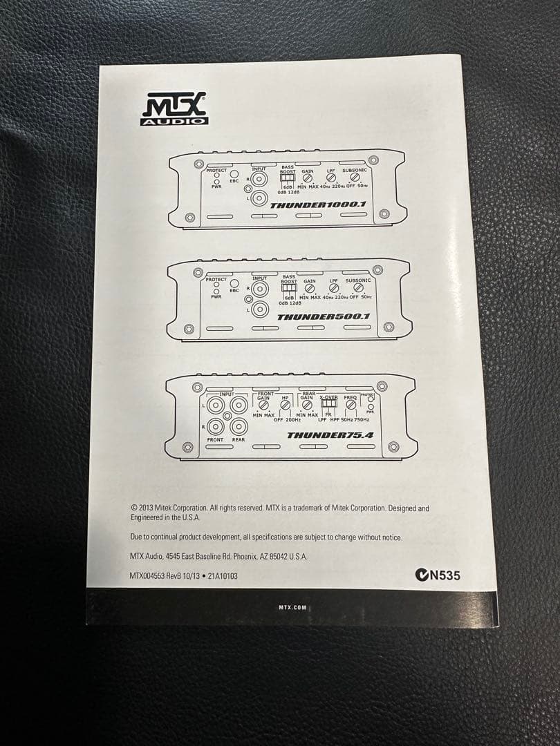 MTX Audio THUNDER75.4 75W×4chパワーアンプ