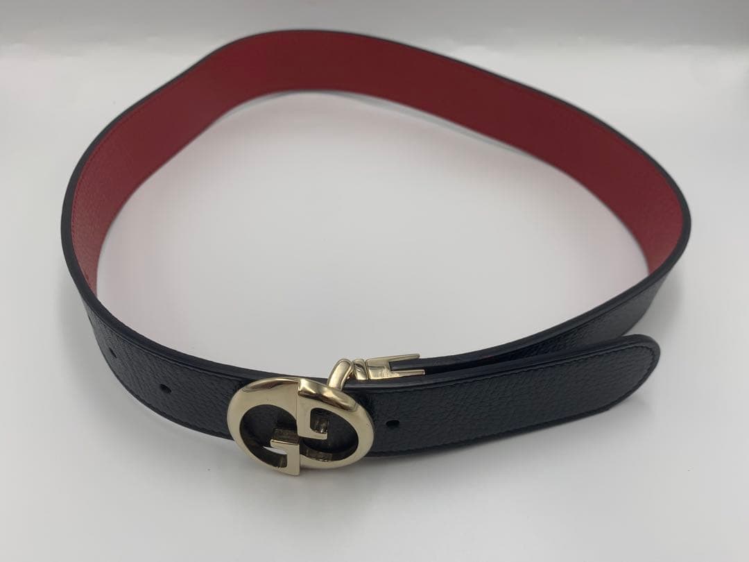 グッチ GUCCI インターロッキングG リバーシブルベルト　カーフ　赤 P55