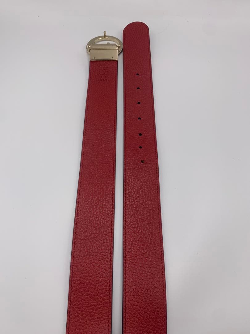 グッチ GUCCI インターロッキングG リバーシブルベルト　カーフ　赤 P55