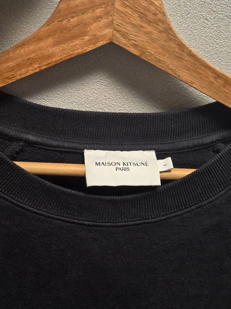 メゾンキツネ/スウェット/TRICOLOR FOX PATCH/ブラック/L