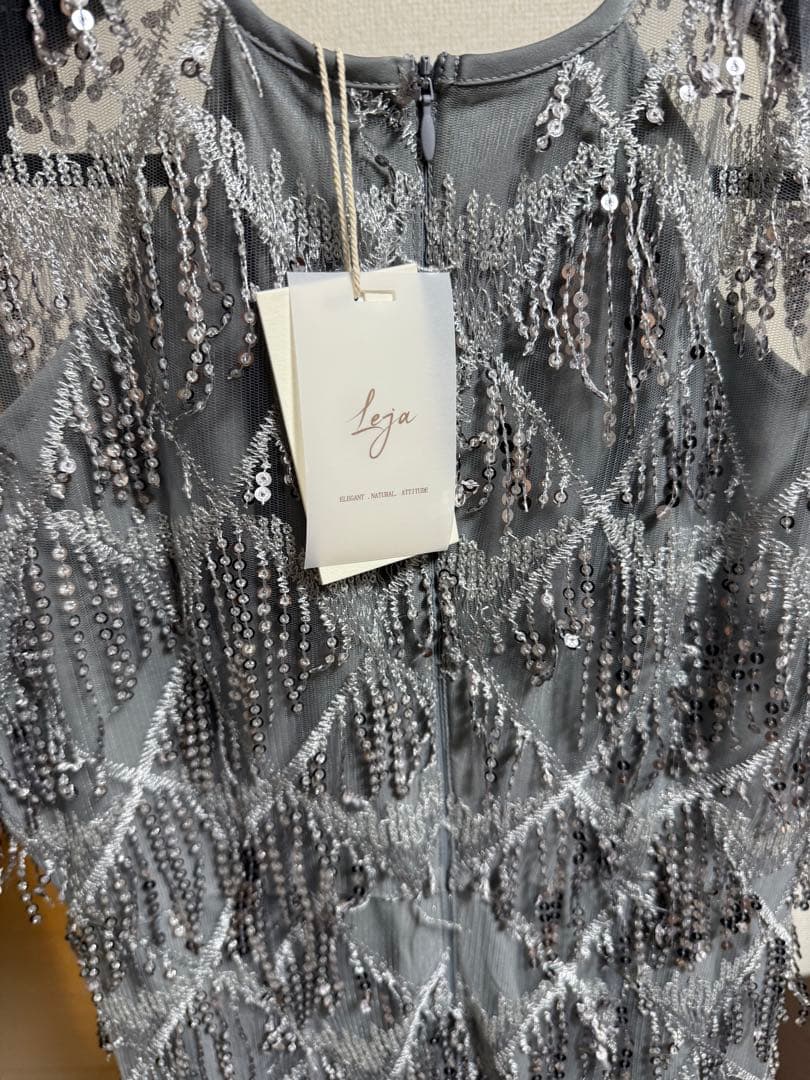 leja チュールスリーブスパンコールマーメイドワンピースドレス