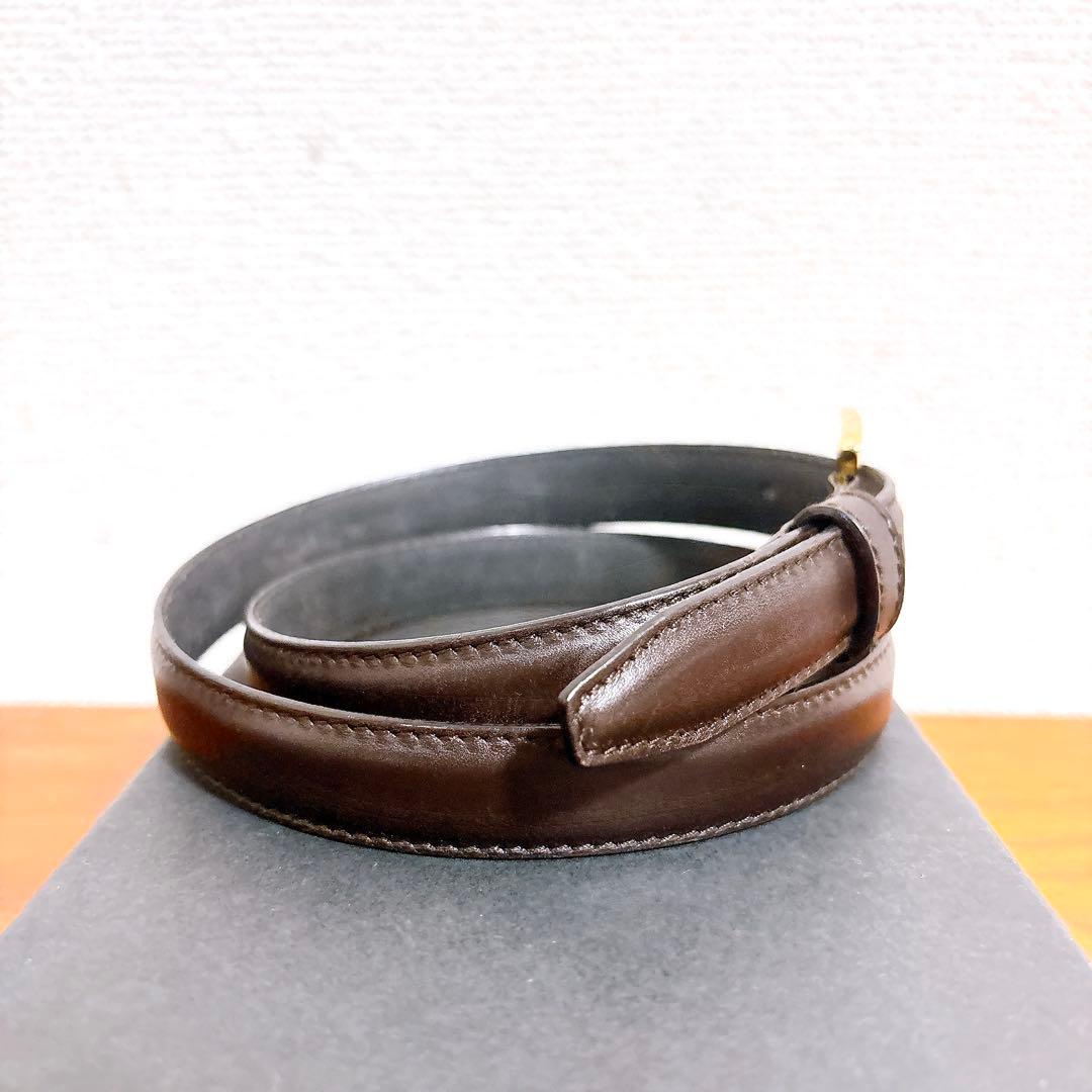 サルヴァトーレフェラガモ ゴールドバックル レザーベルト ダークブラウン