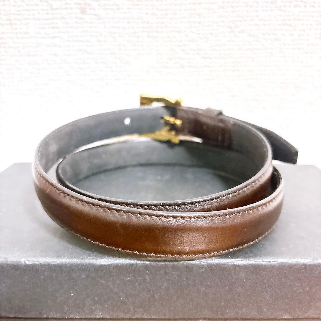 サルヴァトーレフェラガモ ゴールドバックル レザーベルト ダークブラウン