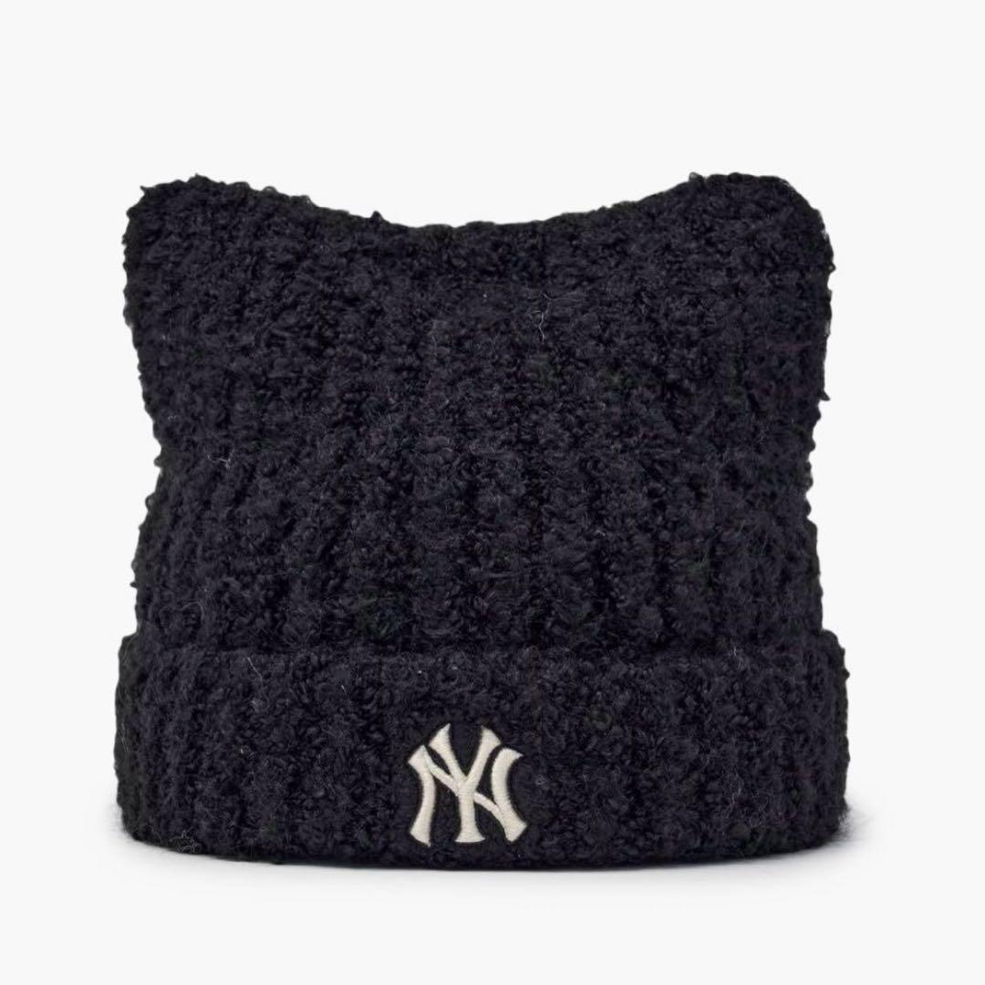 MLB KOREA 猫耳ニット帽　韓国限定　新品タグ付き