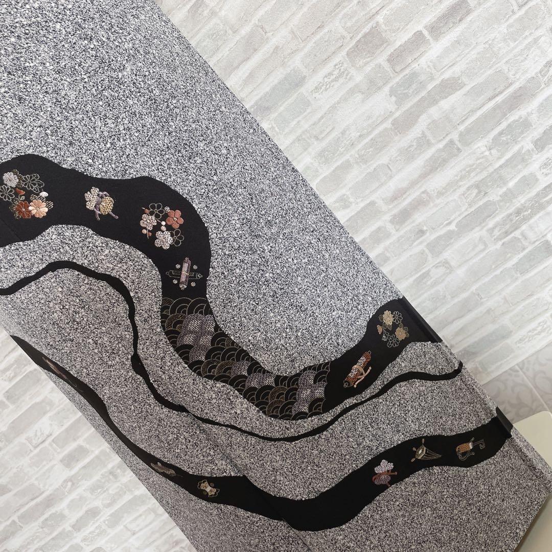 訪問着　フルセット　叩き染　宝尽くし　青海波　手刺繍　落款　健勝苑ガード　H5