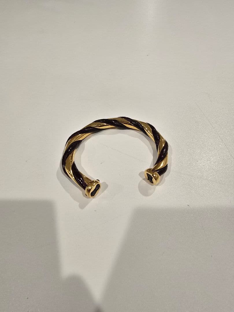 HERMES エルメス バングル ゴールドカラー×ブラウン レディース