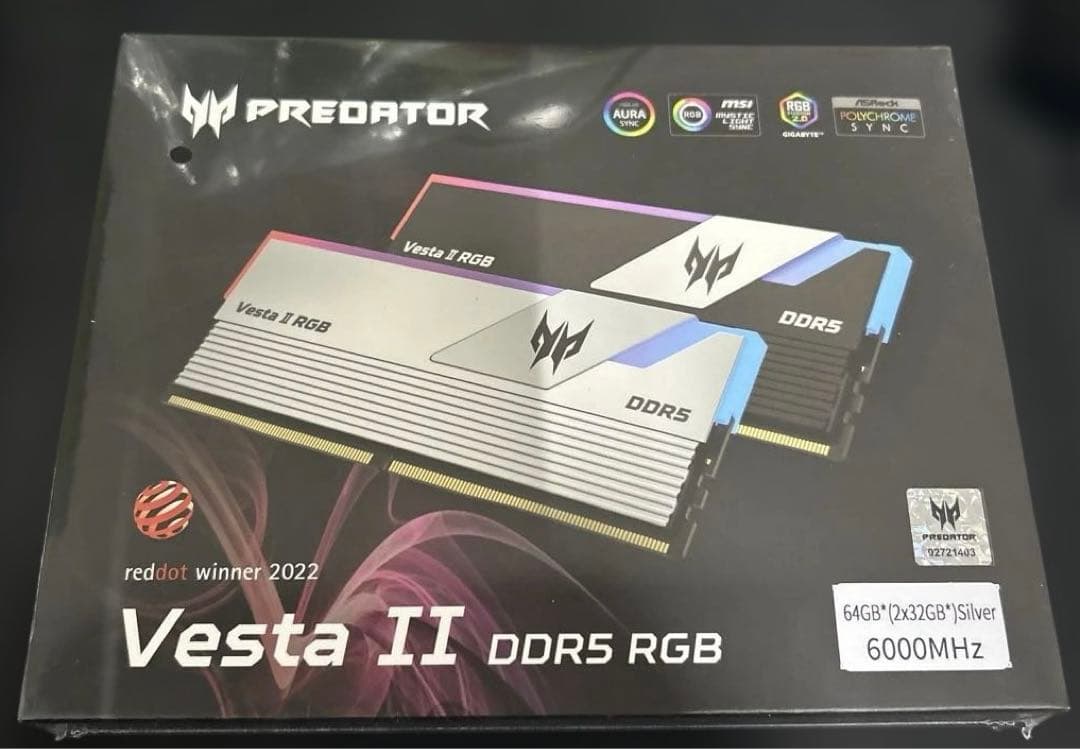 Acer Predator Vesta Ⅱ DDR5 64GB(32GB*2枚)