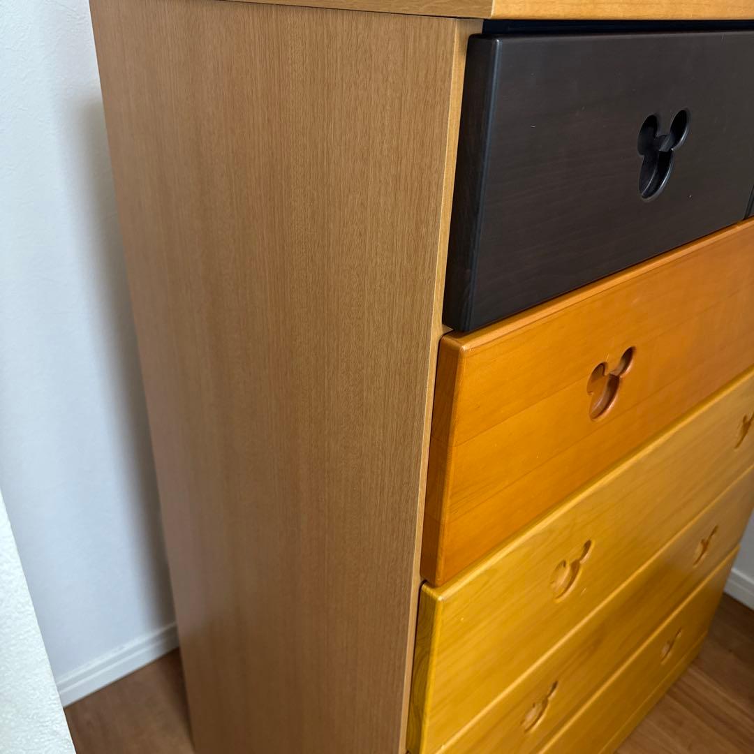 ミッキーマウス取っ手の5段チェスト　ミッキータンス