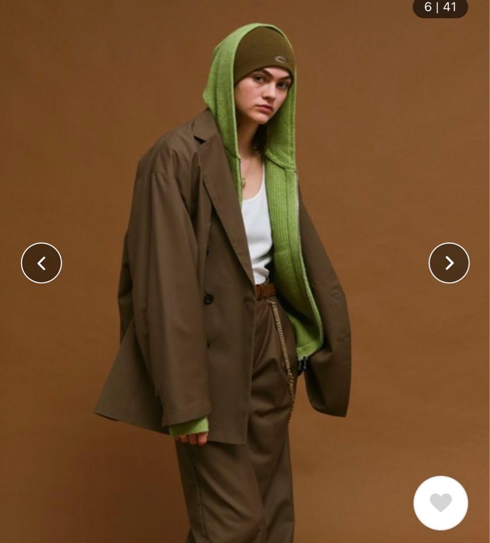 【新品】【1】soerte ウールニットダブルジップフーディー グリーン