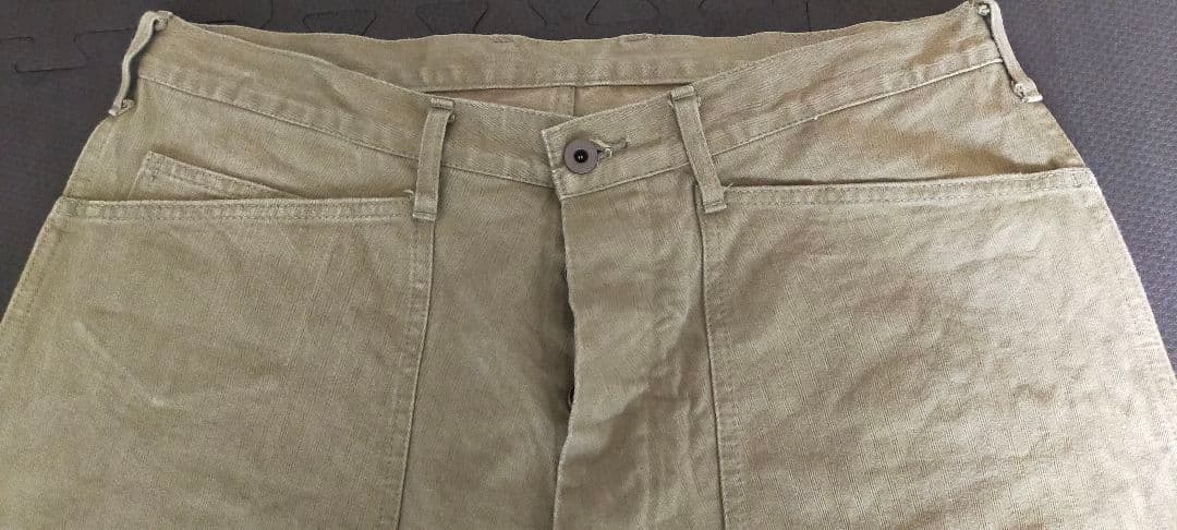クッシュマン　ヘリンボーンベイカーパンツ　サイズ36✕34　オリーブ
