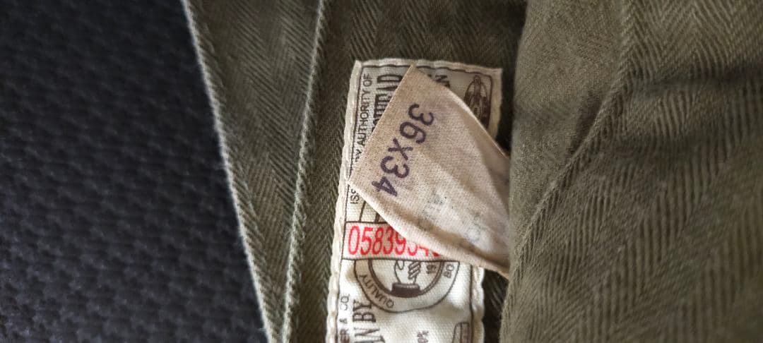 クッシュマン　ヘリンボーンベイカーパンツ　サイズ36✕34　オリーブ