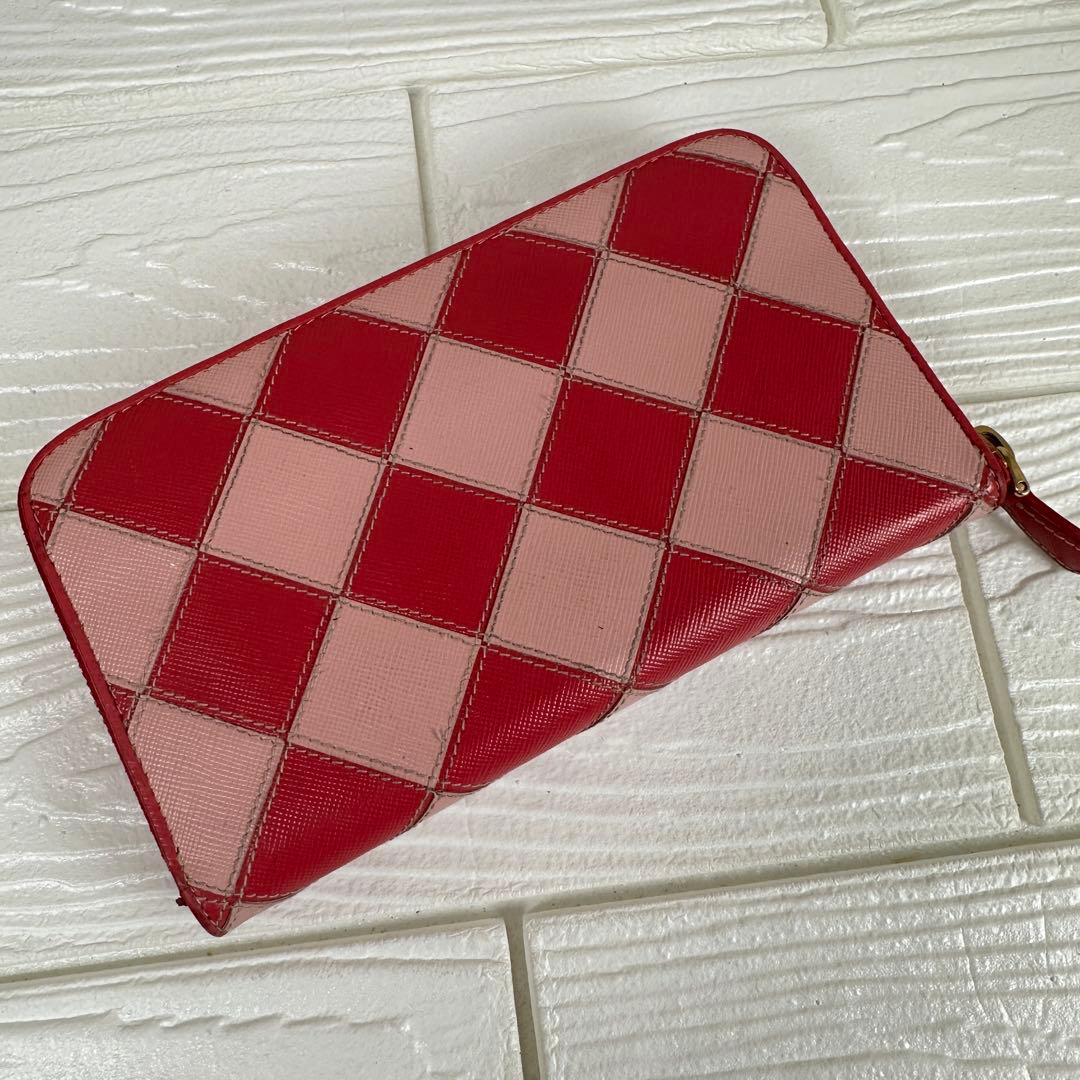 ✨レア✨ PRADA プラダ ダイヤモンド パッチワーク 長財布 ピンク 箱付き