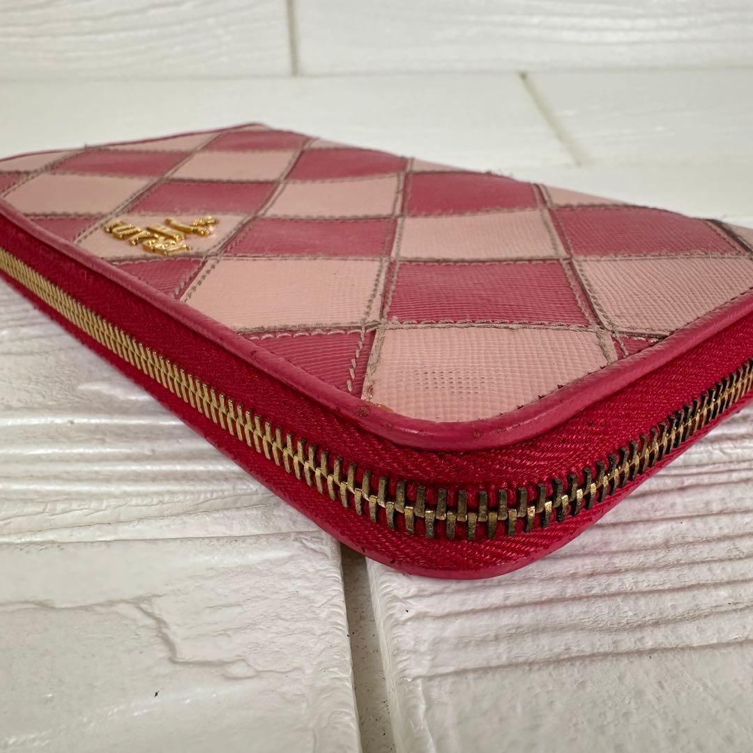 ✨レア✨ PRADA プラダ ダイヤモンド パッチワーク 長財布 ピンク 箱付き