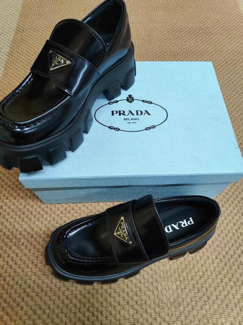 極美品PRADA ブラック ローファー厚底 36