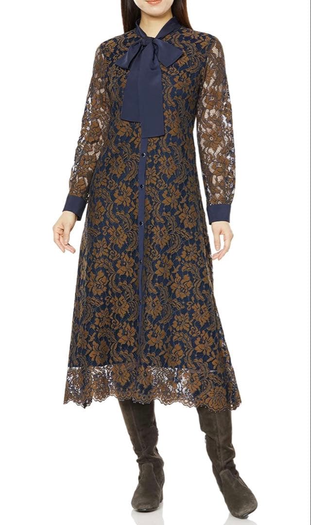 グレース配色レースボウタイワンピース　ダイアグラム　グレースクラス