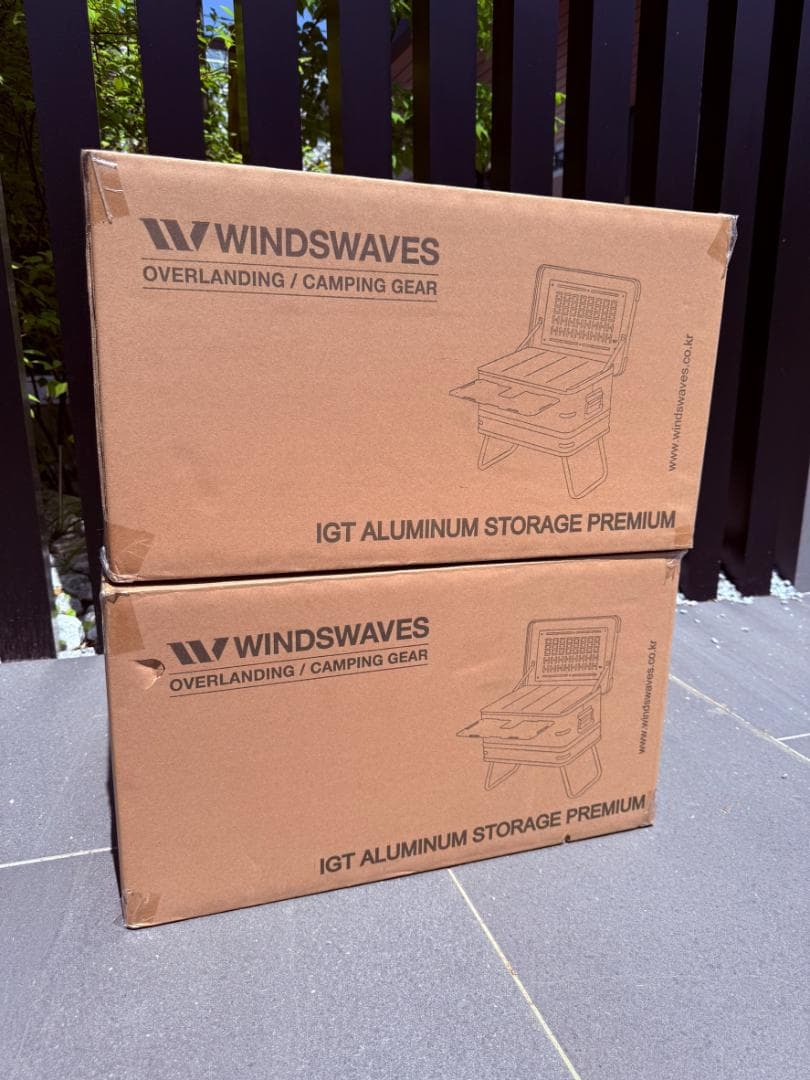 【新品未使用】47L大容量脚付きDIYアルミコンテナ ボックス2つ ブラック