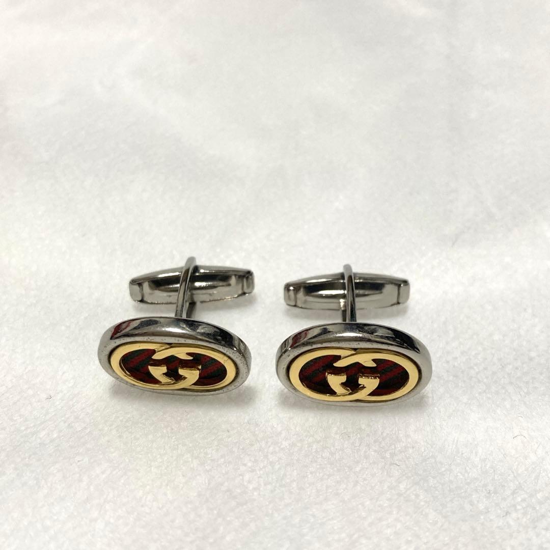 希少【美品】GUCCI カフス&タイピンセット　シェリーライン　グッチ　シルバー