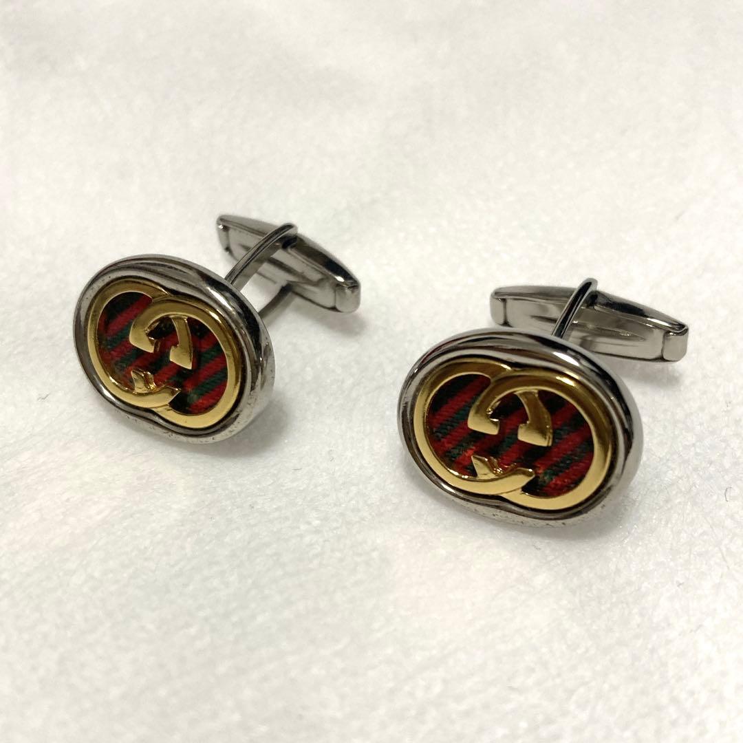 希少【美品】GUCCI カフス&タイピンセット　シェリーライン　グッチ　シルバー