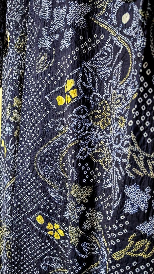 浴衣/有松鳴海絞り/新品しつけ糸付き/トールサイズ/黒藍/綿