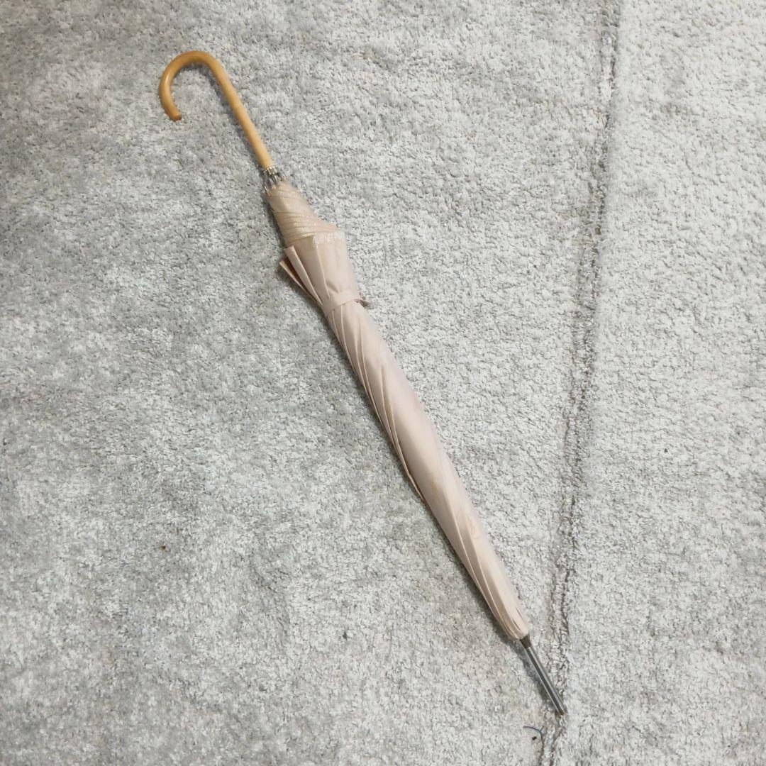 【美品】サンローラン 雨傘 長傘 YSLロゴ　ベージュ　光沢