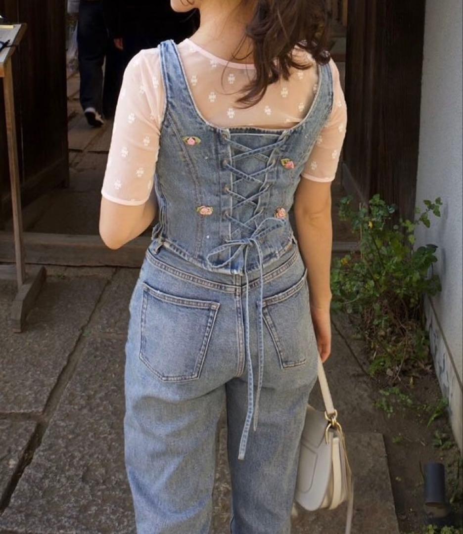 [L.B CANDY STOCK]バリエーションビジューデニムビスチェ