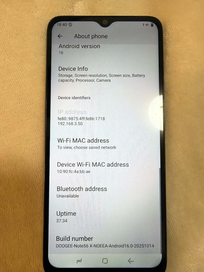【ほぼ新品】DOOGEE Note 56 SIMフリー Android 16