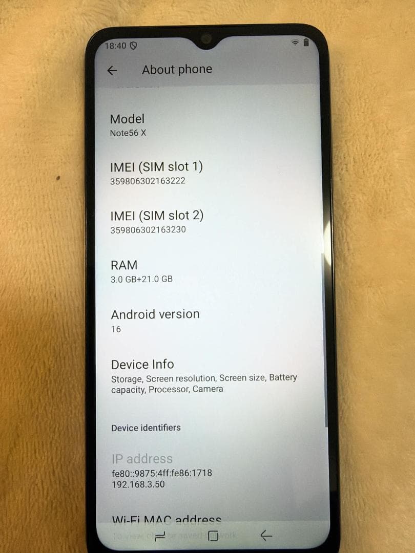 【ほぼ新品】DOOGEE Note 56 SIMフリー Android 16