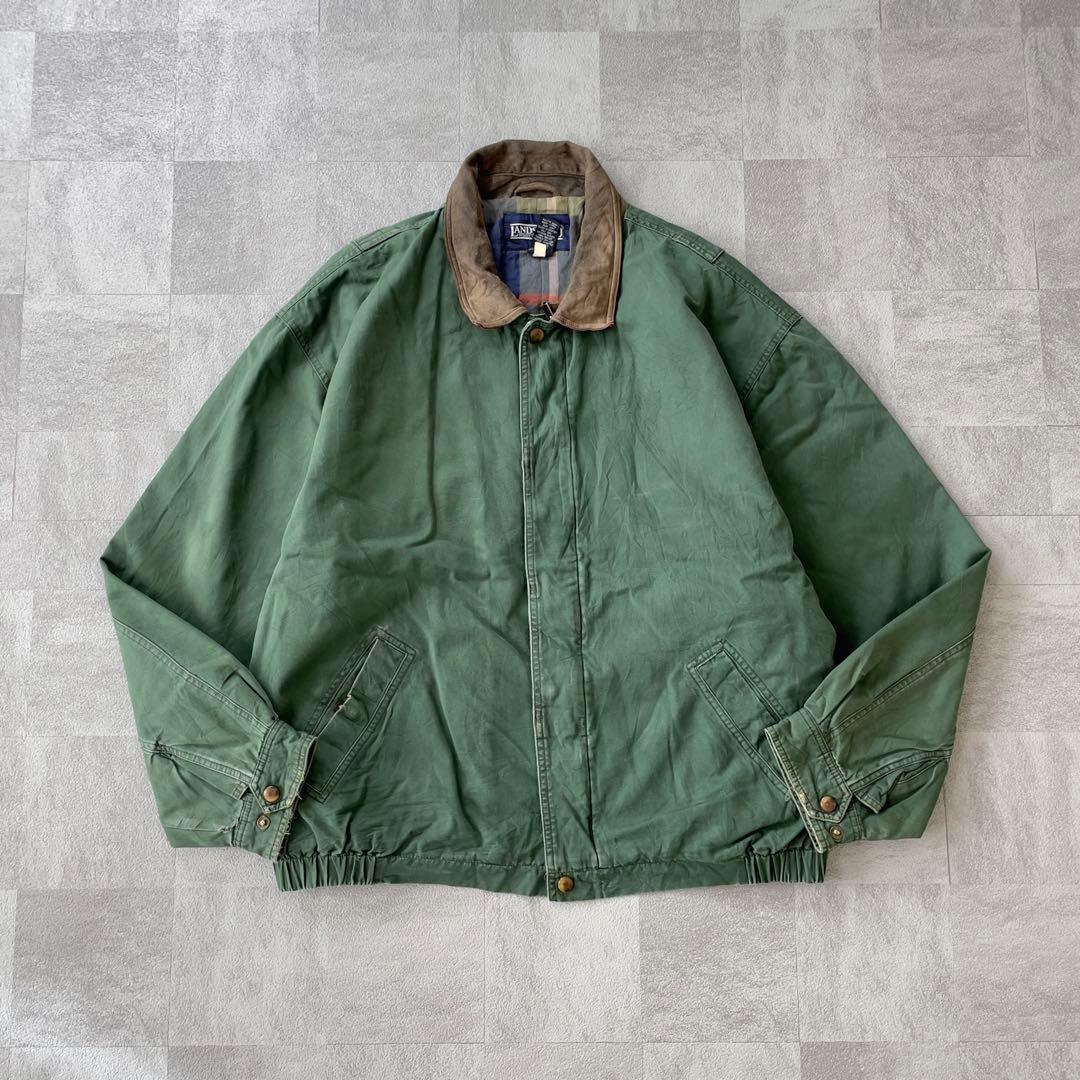 90s LANDS’END Leather Collar Hunting XL