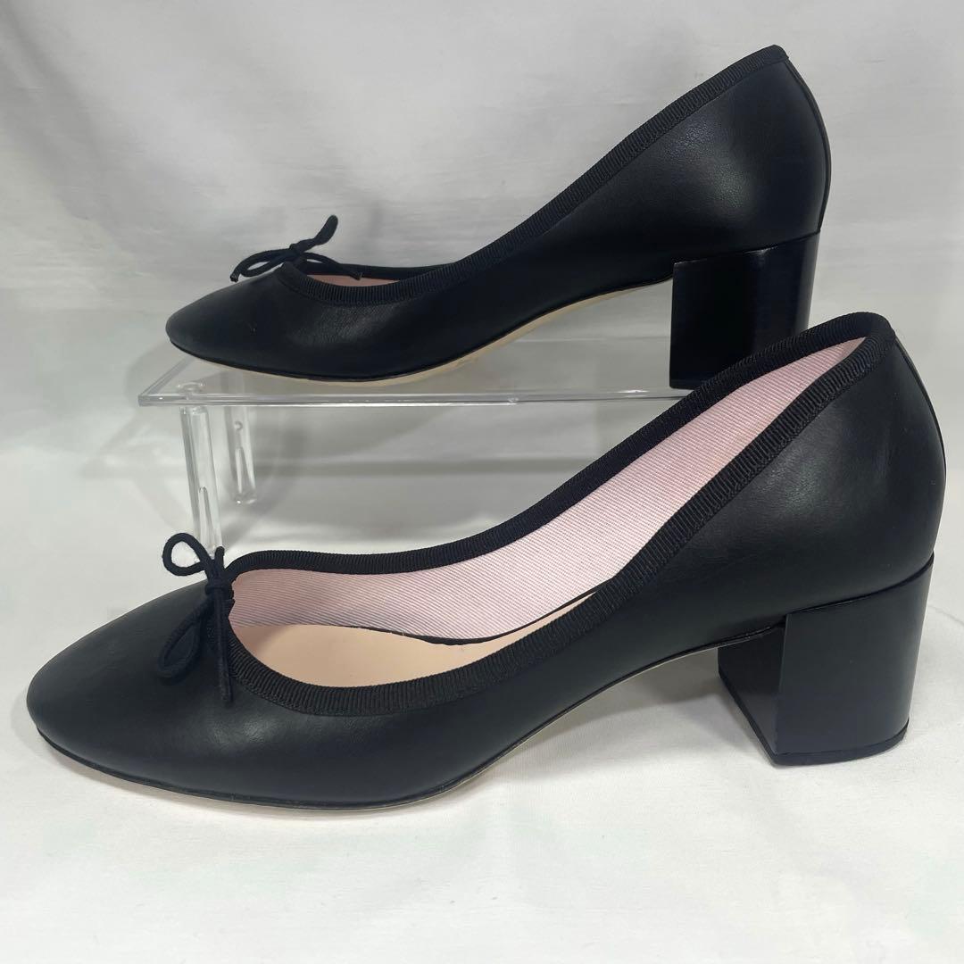 ★レペット/チャンキーヒール/パンプス/レザー/ブラック/24cm