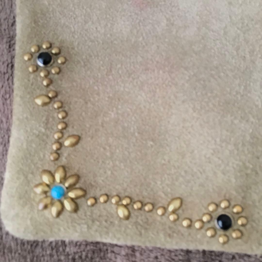 鮎*師様 スウェード サコッシュ スタッズ　FLOWER GOLD TURQUO