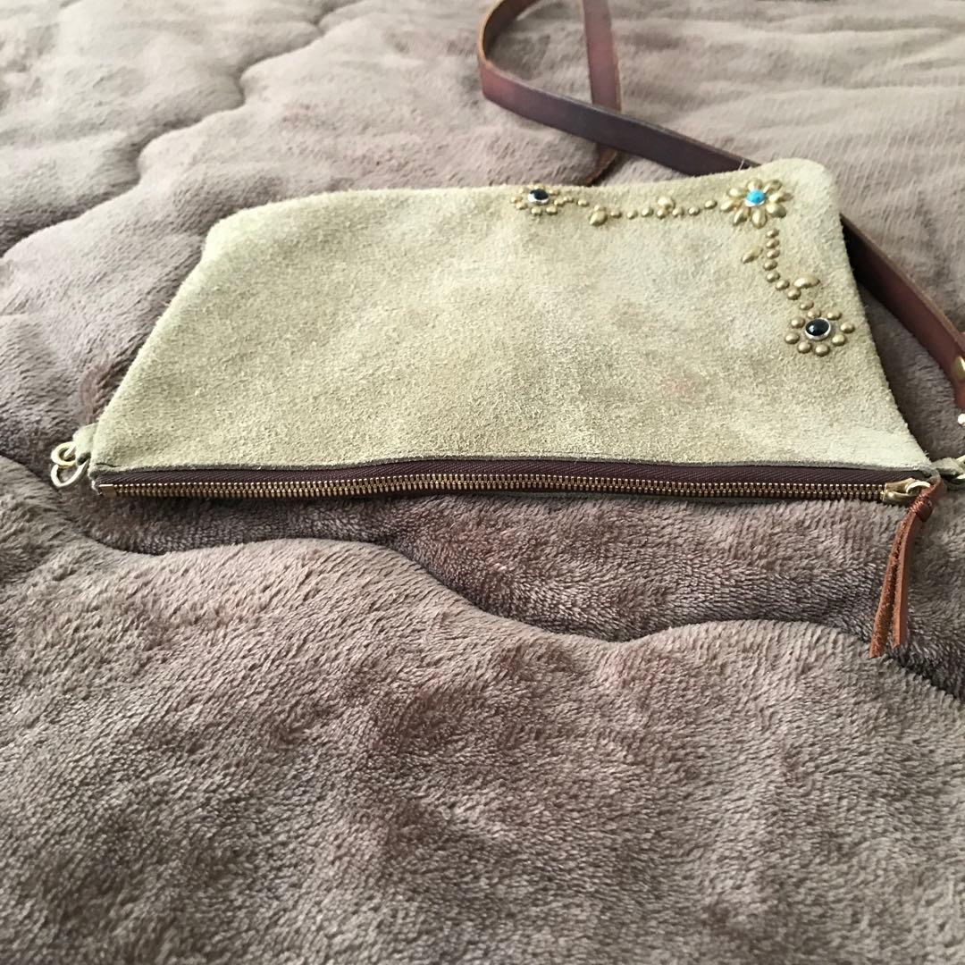 鮎*師様 スウェード サコッシュ スタッズ　FLOWER GOLD TURQUO