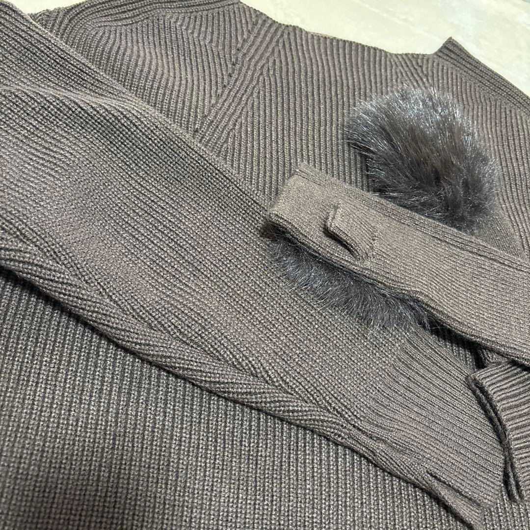 ブラウン オーバーサイズ ニットワンピース