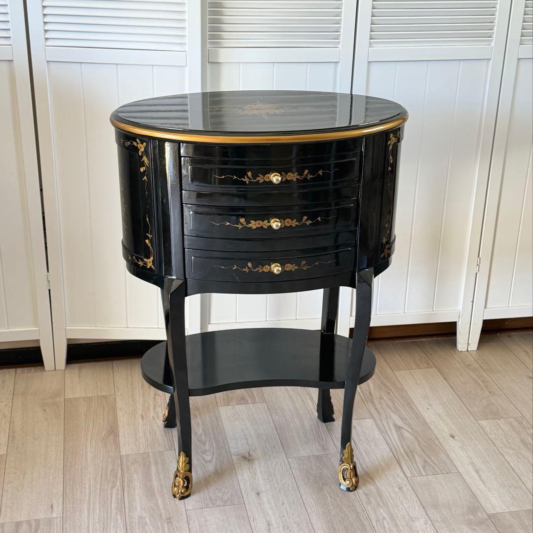 猫脚キャビネット アンティーク 3段引き出し 花台　電話台 レトロ