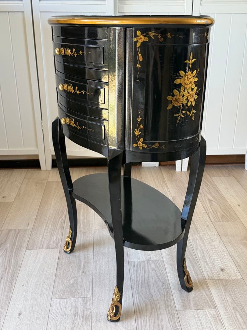 猫脚キャビネット アンティーク 3段引き出し 花台　電話台 レトロ