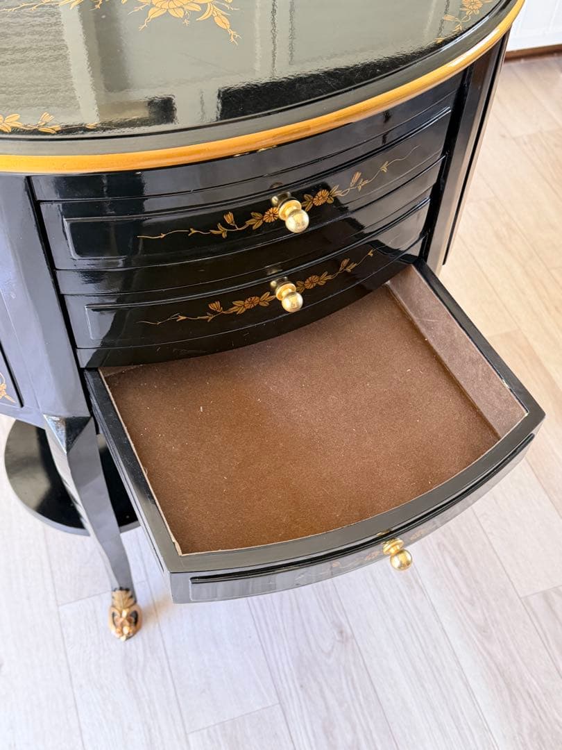 猫脚キャビネット アンティーク 3段引き出し 花台　電話台 レトロ