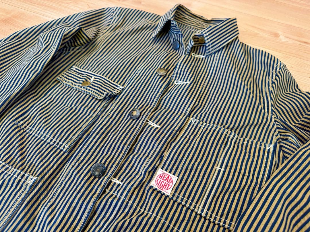 【限定】HEAD LIGHT ヘッドライト　ストライプ　カバーオール　ジャケット