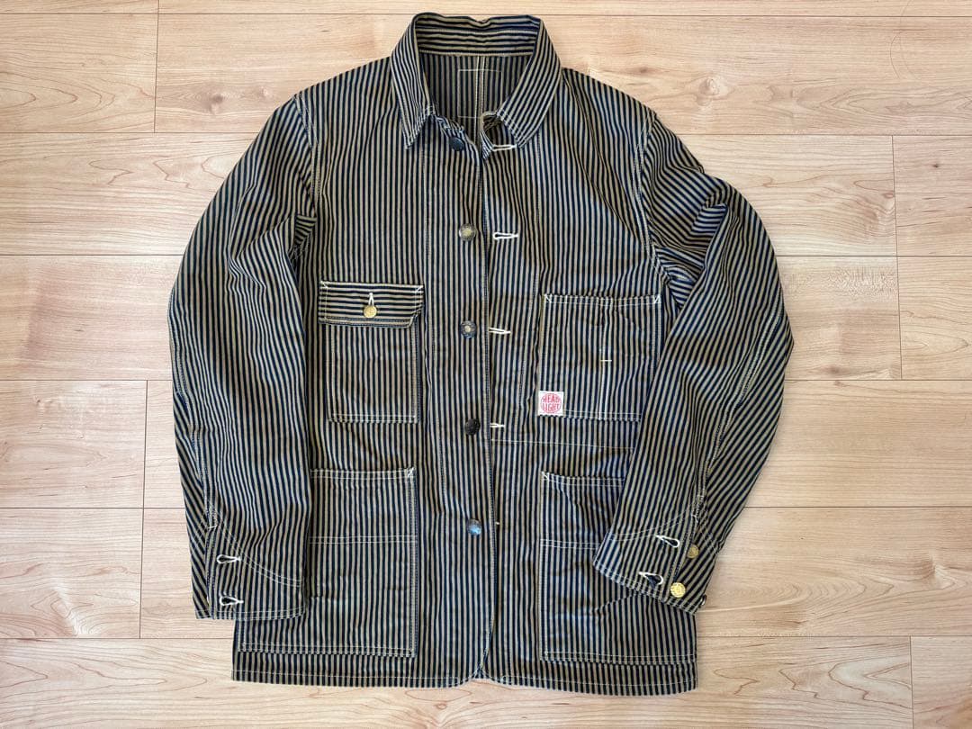 【限定】HEAD LIGHT ヘッドライト　ストライプ　カバーオール　ジャケット