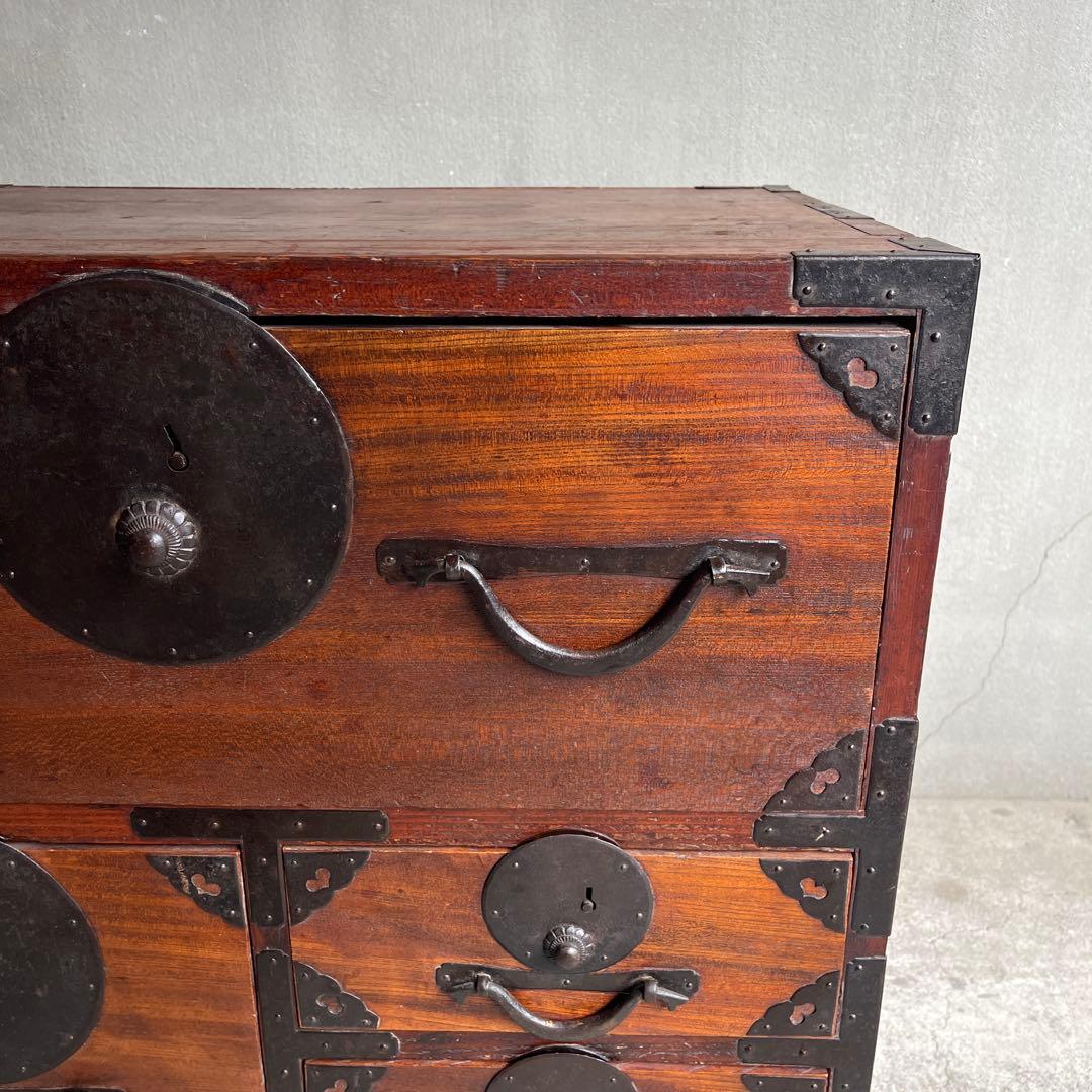 和製アンティーク 明治大正期 会津箪笥 引手金具 小振りサイズ 引き出し